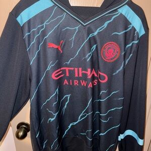 Puma Black and Teal Manchester City Hoodie